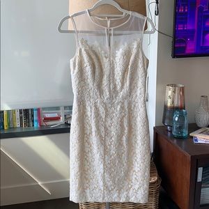 White embroidered Maggy London dress, size 6